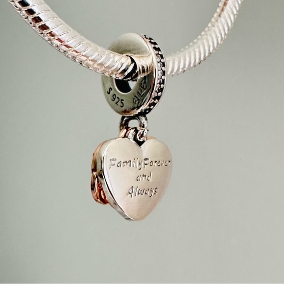 NEW Authentic Pandora 2tone Sparkling Infinity Heart Dangle Charm - Picture 4 of 7